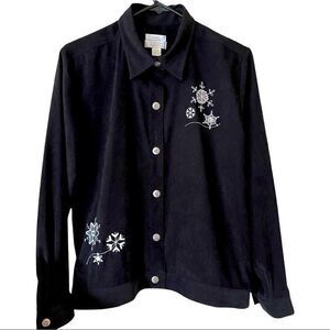 Christopher & Banks Black Ebroidered Light Jacket MEDIUM